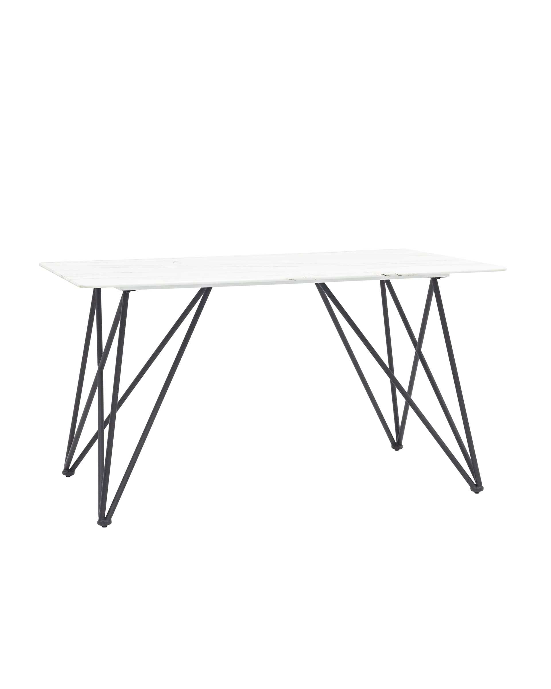 Stool Group обеденный Сакраменто 140*90 белый, стеклянная столешница с рисунком под мрамор