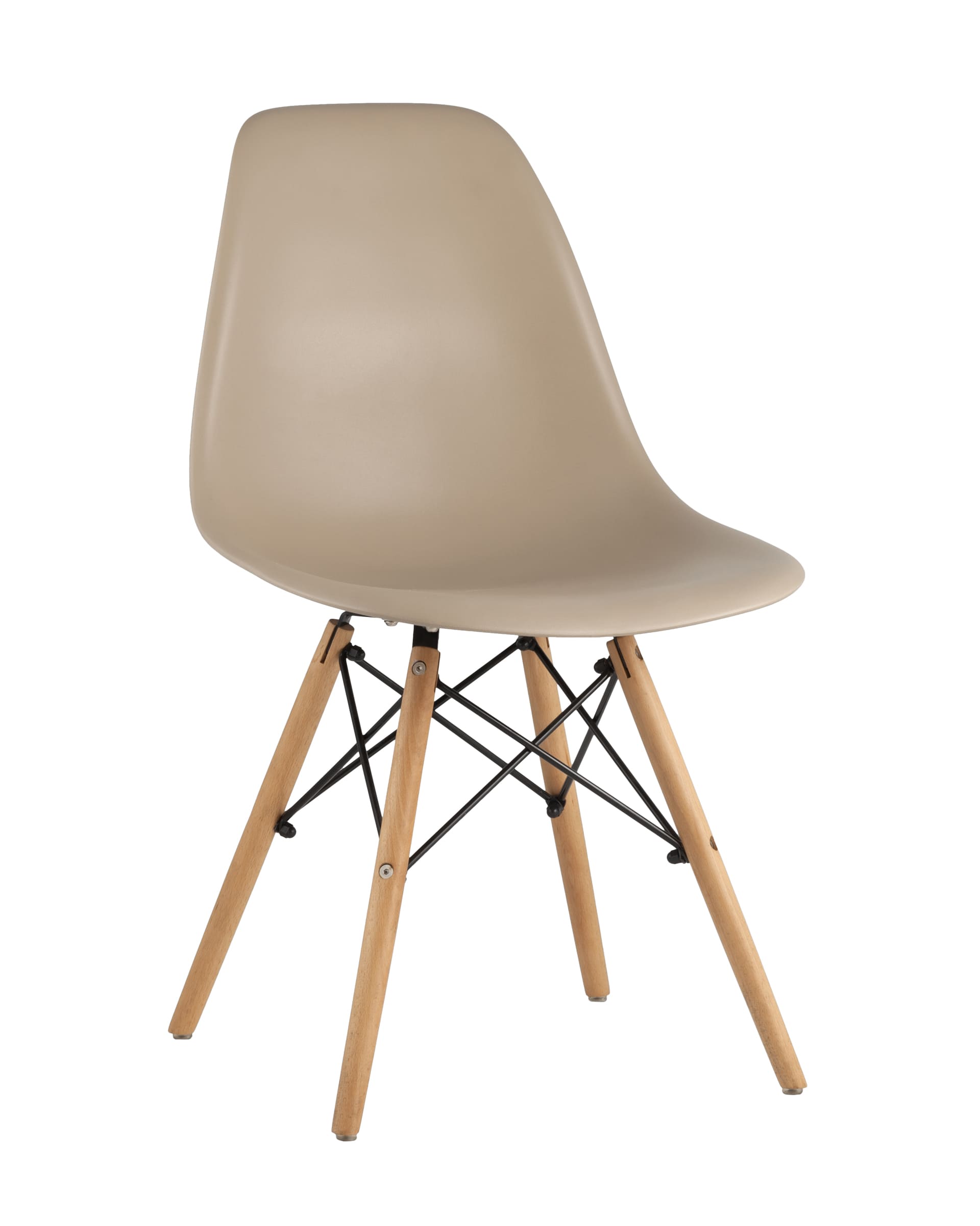 Stool Group DSW бежевый, литой полипропилен, стальной каркас, массив бука