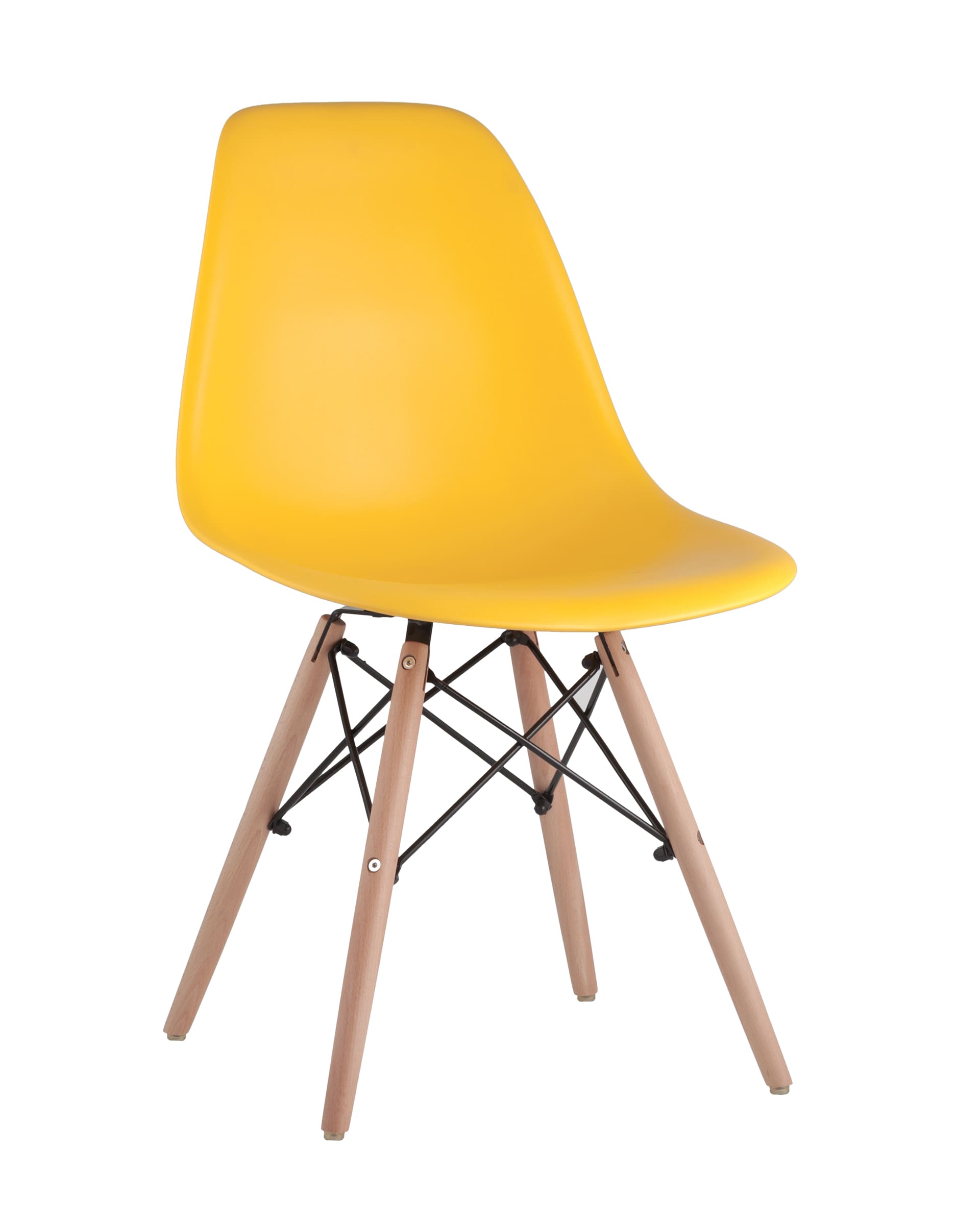 Stool Group DSW желтый, литой полипропилен, стальной каркас, массив бука