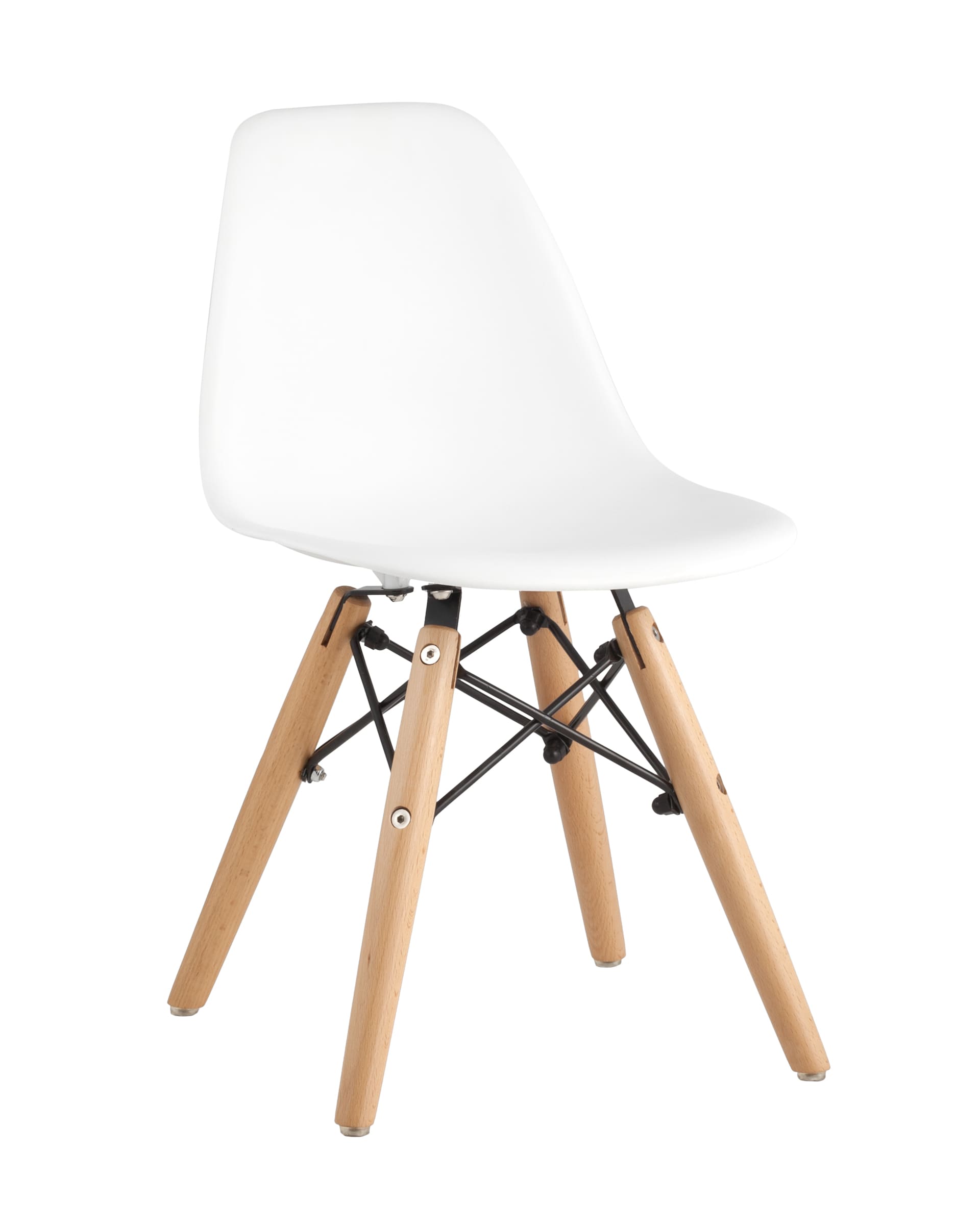 Stool Group DSW детский белый, полипропилен, сталь, натуральный массив бука