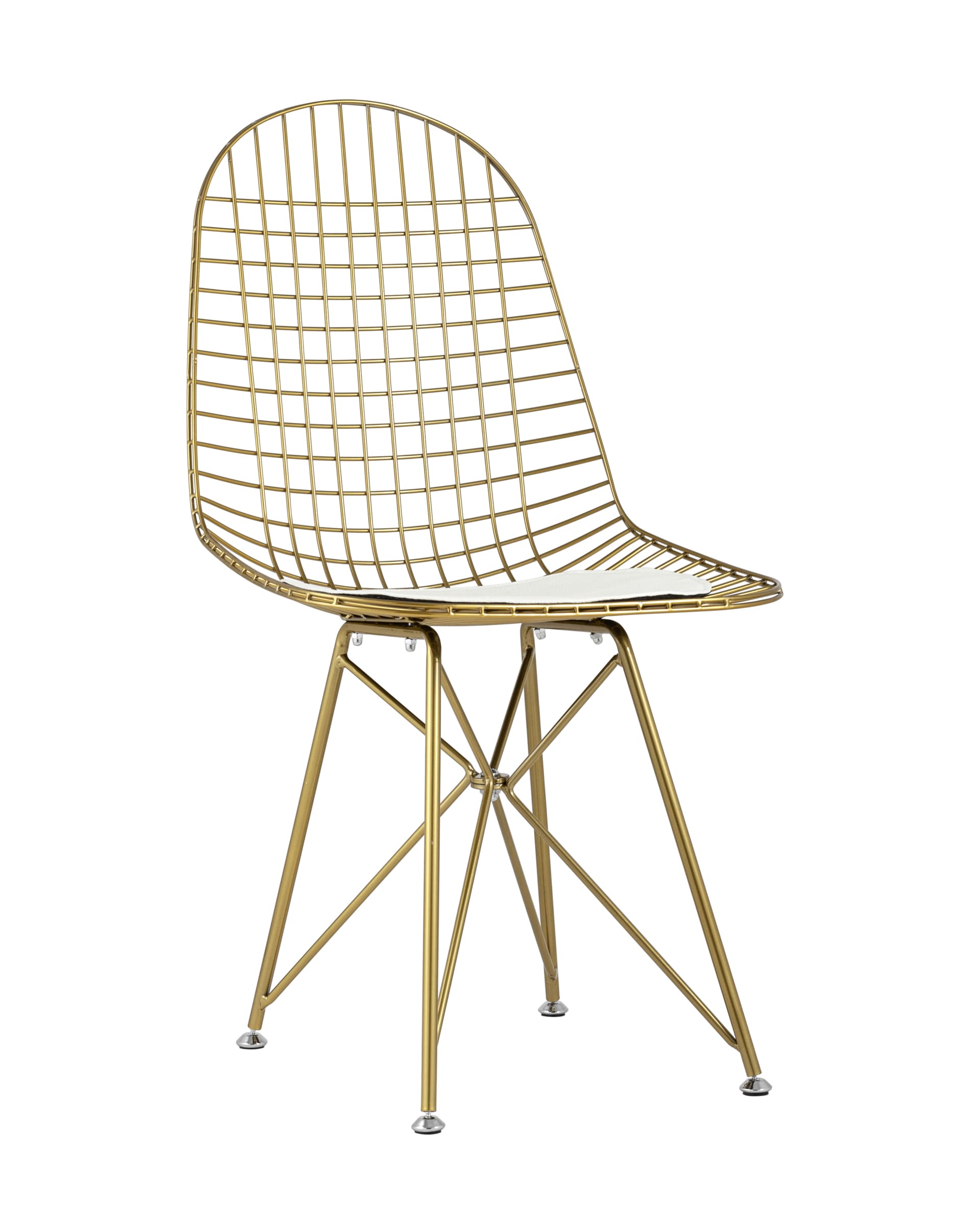 Stool Group обеденный Eiffel из металла цвет золото с белой подушкой из экокожи