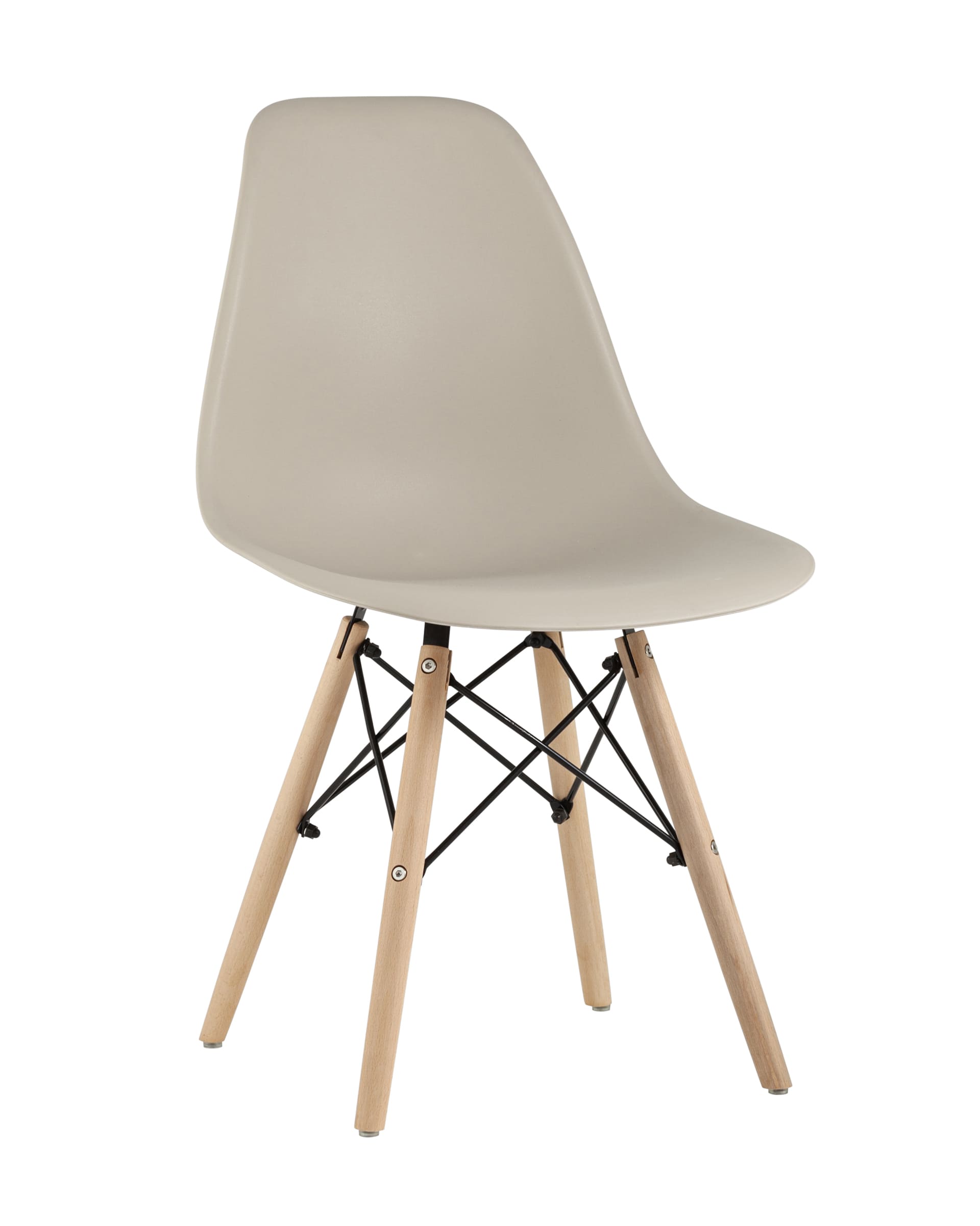 Stool Group Eames Style DSW бежевый пластик, стальной каркас, натуральный массив бука