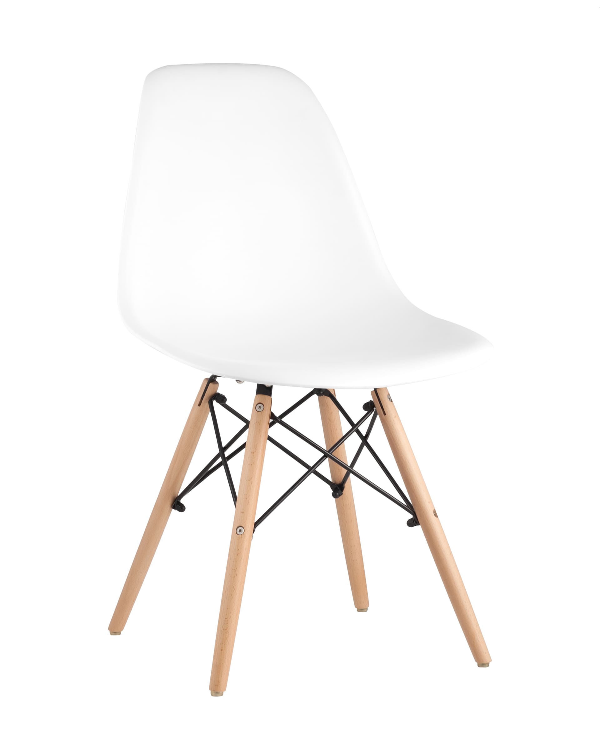 Stool Group Eames Style DSW белый пластик, стальной каркас, натуральный массив бука