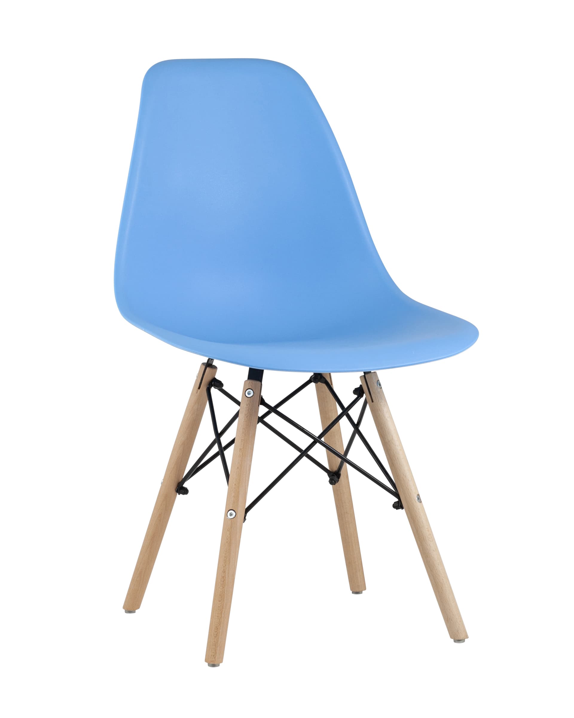 Stool Group Eames Style DSW голубой пластик, стальной каркас, натуральный массив бука