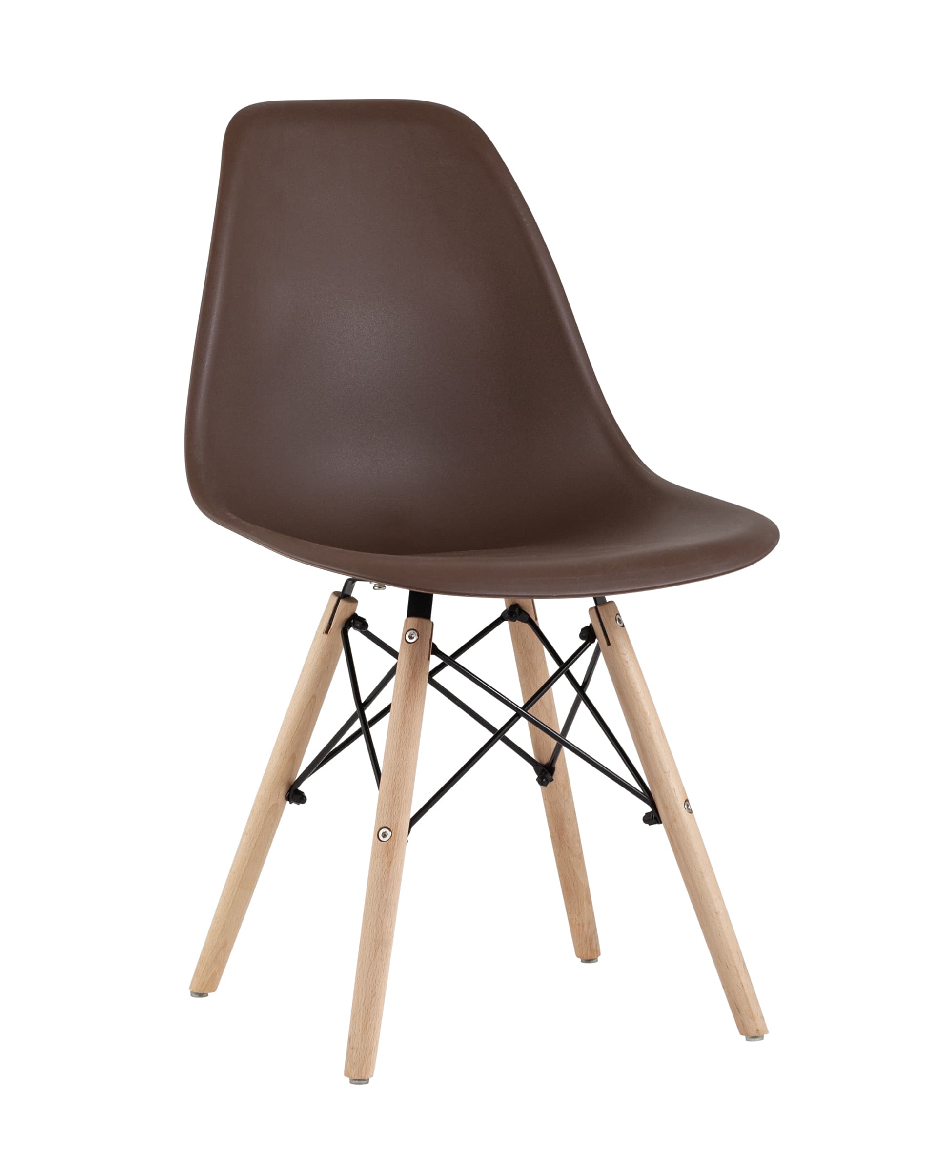 Stool Group Eames Style DSW коричневый пластик, стальной каркас, натуральный массив бука