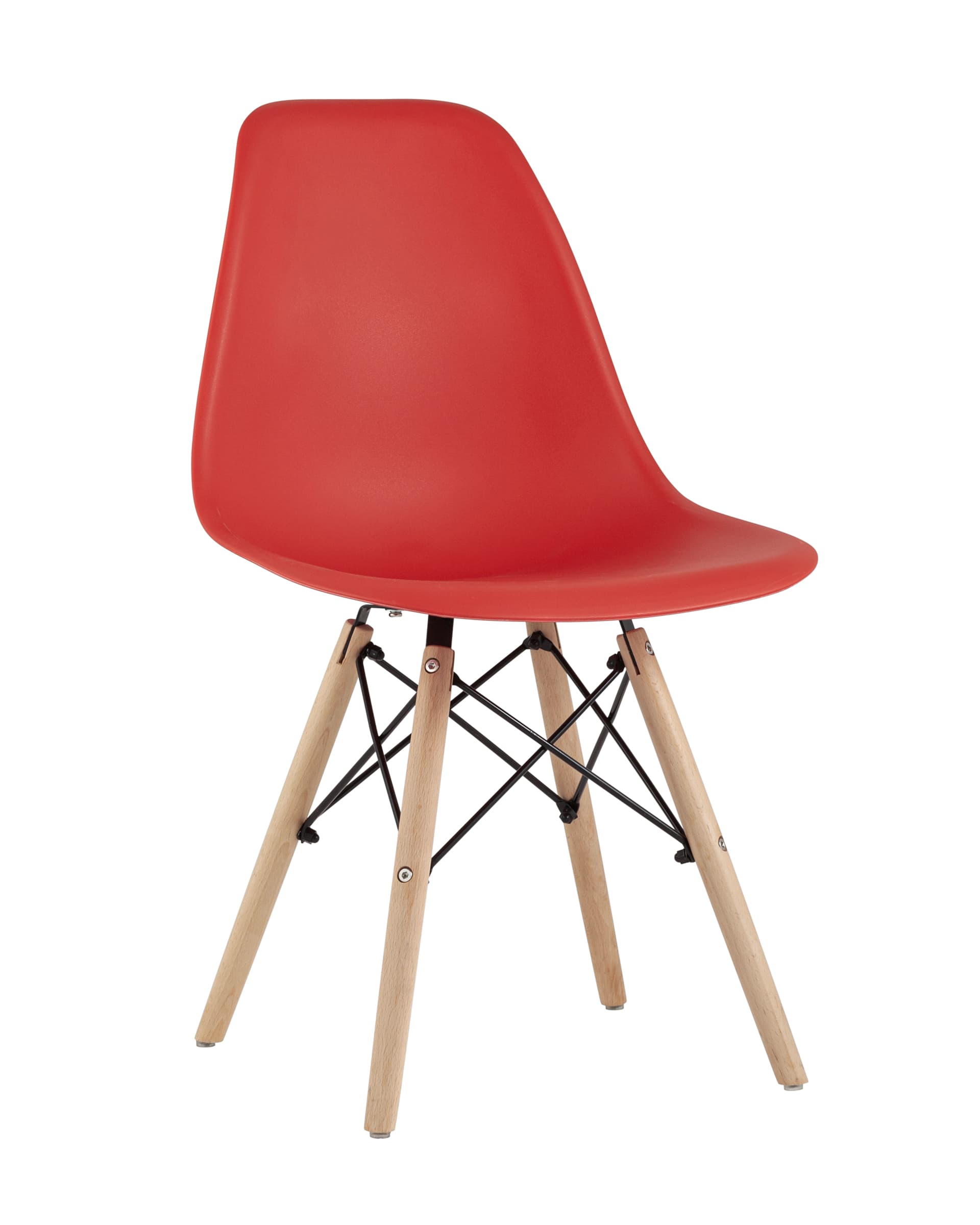 Stool Group Eames Style DSW красный пластик, стальной каркас, натуральный массив бука