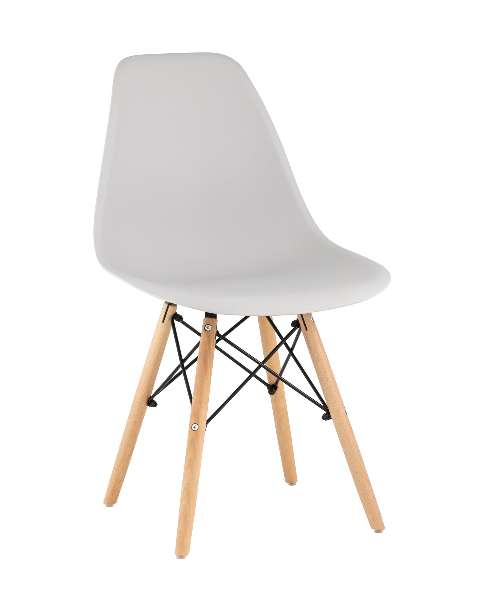 Stool Group Eames Style DSW светло-серый пластик, стальной каркас, натуральный массив бука