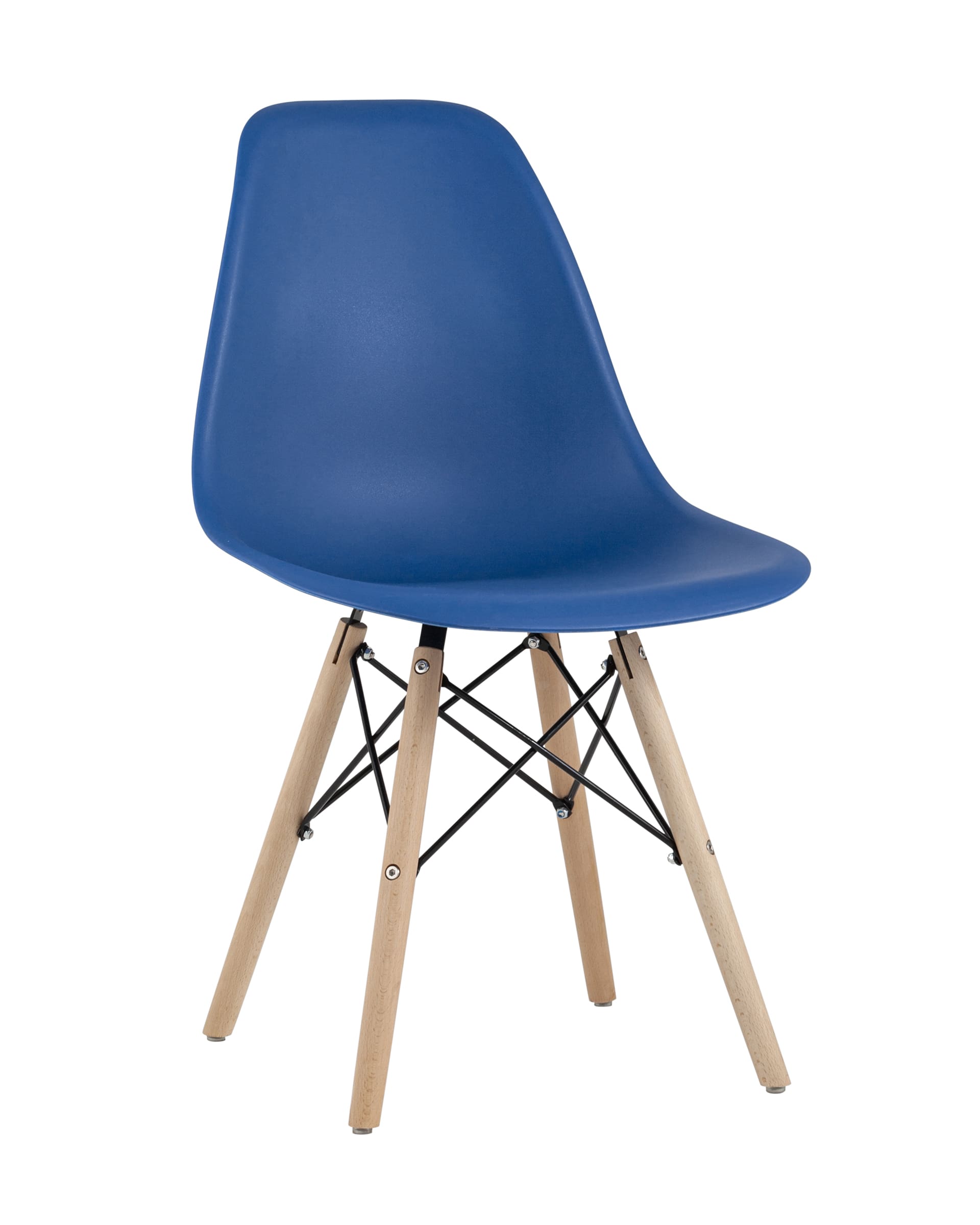 Stool Group Eames Style DSW синий пластик, стальной каркас, натуральный массив бука