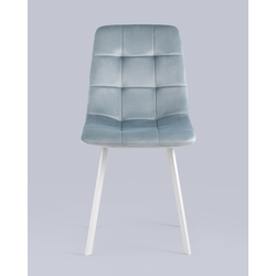 Стул Chilly велюр серо-голубой белые ножки