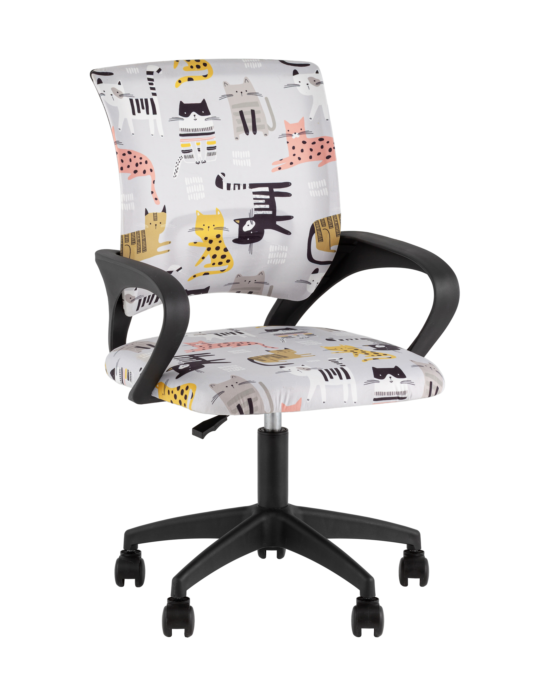 Кресло офисное TopChairs Simple SN Junior принт Blue Cats пластик черный