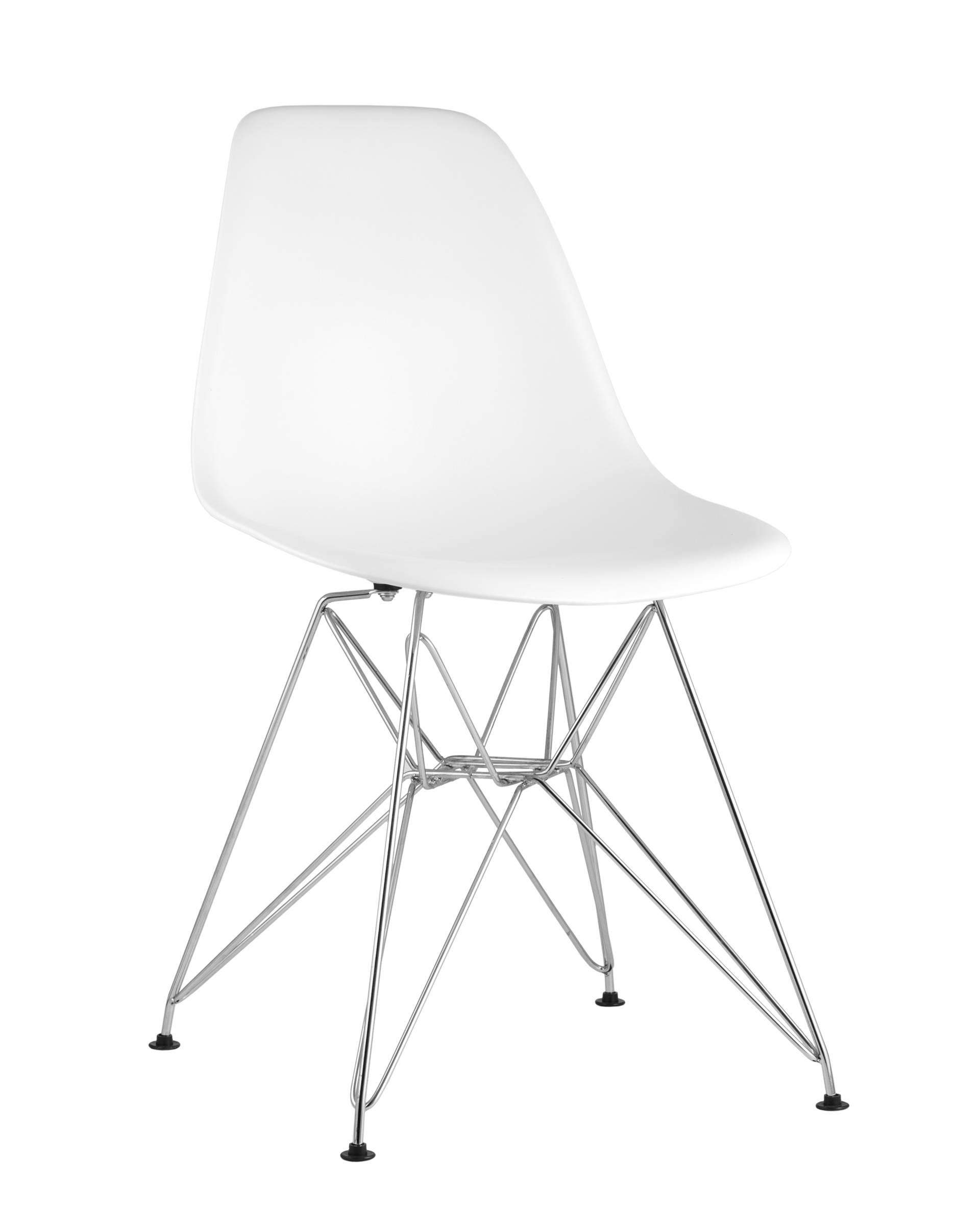 Eames DSR белый, полипропилен, основание хромированный металл, ножки с резиновыми прокладками