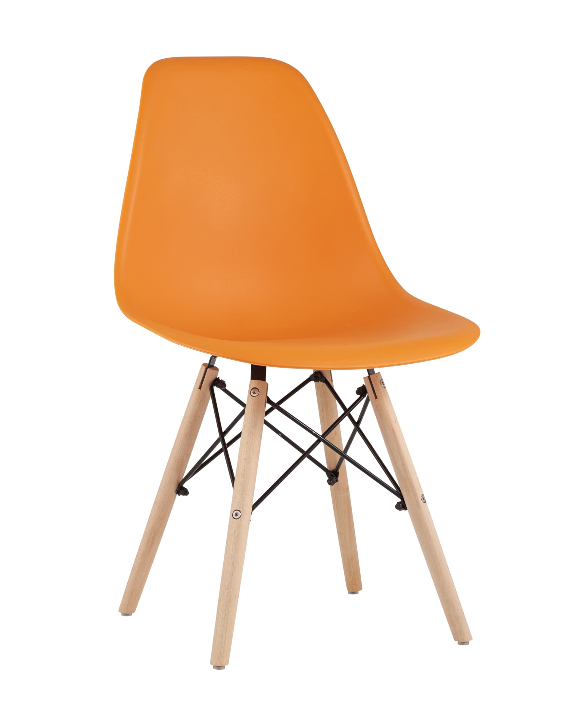 Eames SIMPLE DSW оранжевый, литой полипропилен, стальной каркас, натуральный массив бука