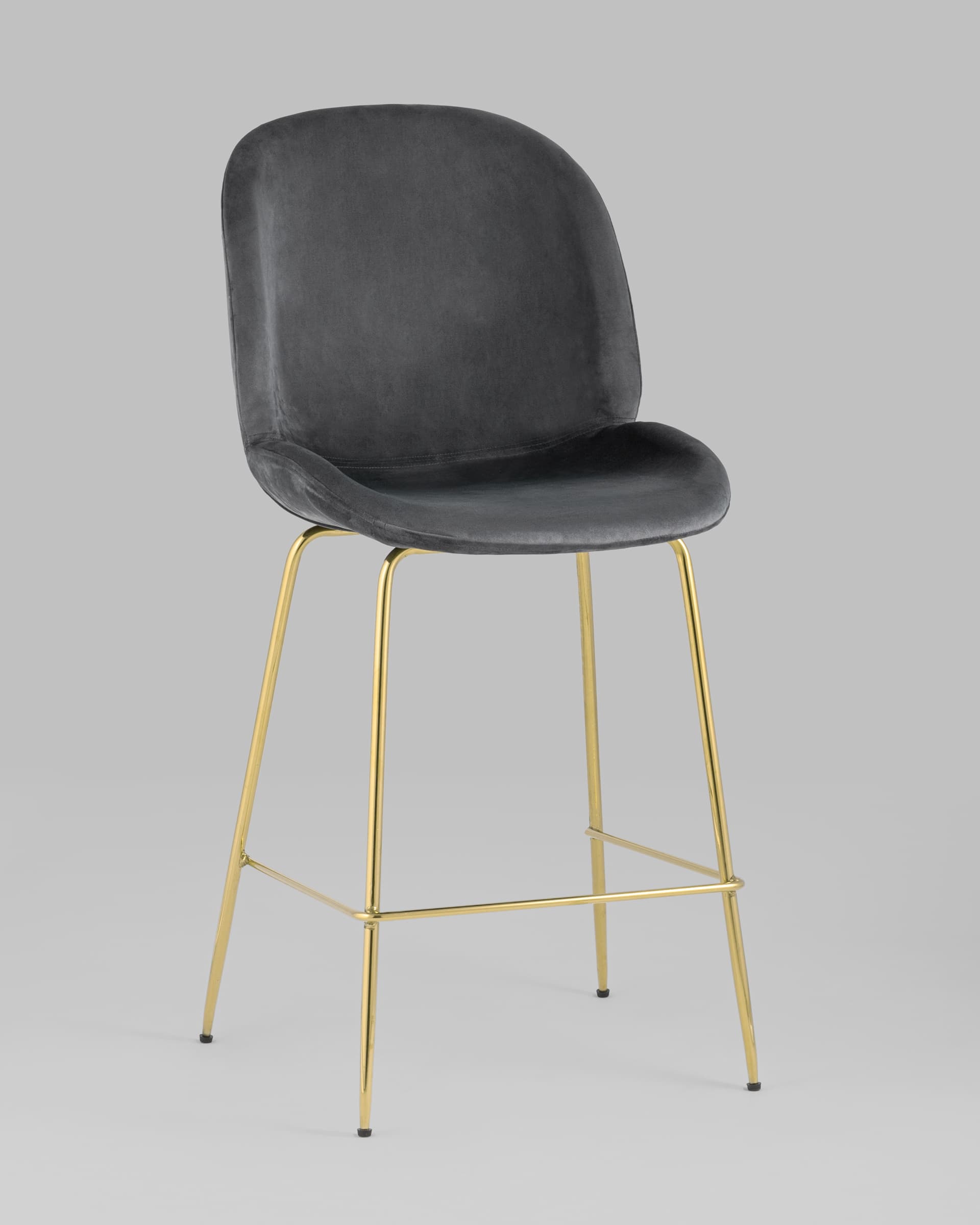 Stool Group Beetle со спинкой серый золотые ножки обивка велюр металлический каркас