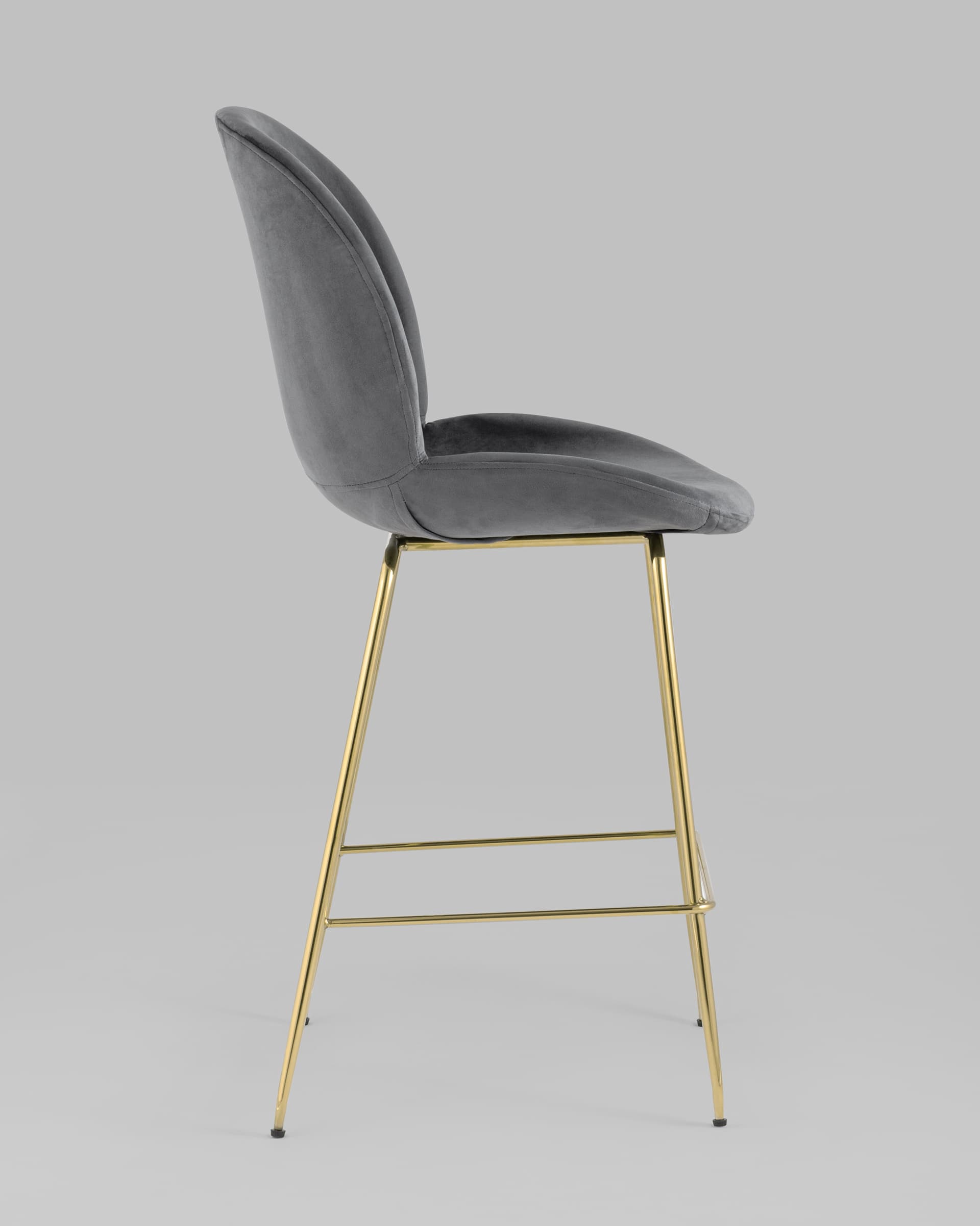 Stool Group Beetle со спинкой серый золотые ножки обивка велюр металлический каркас