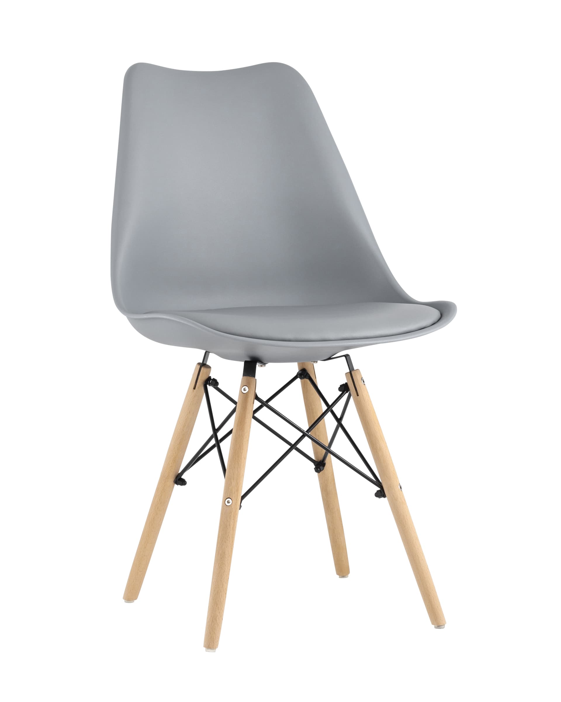 Stool Group Eames Soft серый обеденный сиденье экокожа ножки из массива бука