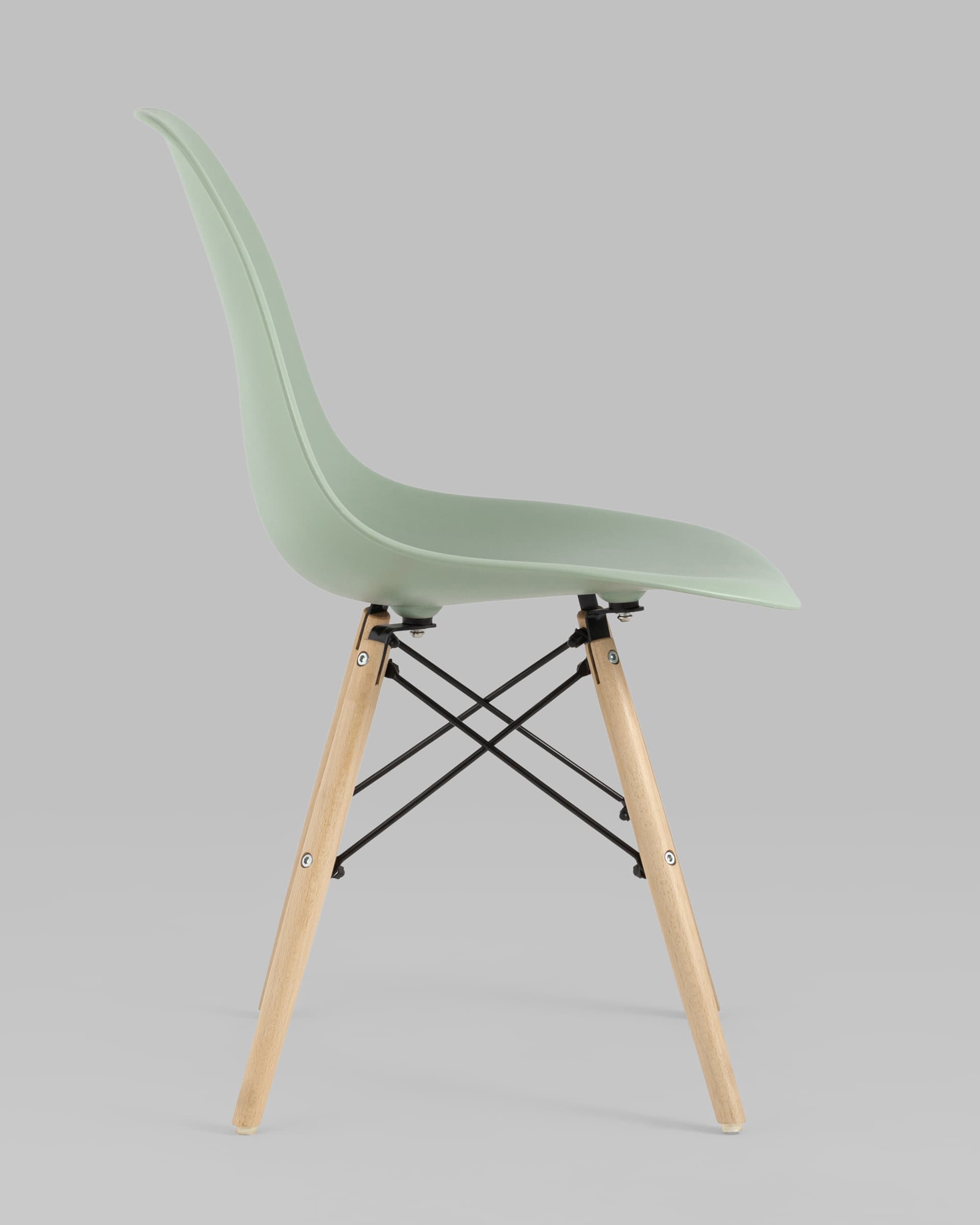 Eames DSW серо-зеленый, литой полипропилен, стальной каркас, натуральный массив бука